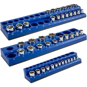 Spring new arrivals Magnetic Socket Organizer Socket Holder 3 pcs 1/2, 3/8, 1/4-in Metric Blue