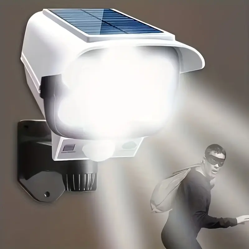 77 LED Solar Outdoor Motion Sensor Spotlight - Wireless Exterior Security Lighting, HD Solar Monitoring, Anti-Theft Fake Camera, Remote Control, Decking & Patio Lighting for Home Porch Garage solar outdoor lights