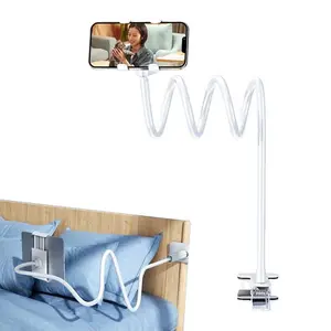 Adjustable Phone Holder with Desk Clamp & 360-Degree Rotation - Flexible Long Arm for Bed & Live Streaming - Compatible with Tablets and Smartphones