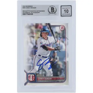 Corey Seager Texas Rangers Autographed 2022 Bowman #38 Beckett Fanatics Witnessed Authenticated 10 Card - Fanatics Authentic Certified