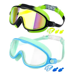 Rantizon Kids Swim Goggles 2 Pack, Wide View for Ages 3-15, Anti-Fog & UV Protection, Comfortable Fit, Easy to Wear, Perfect Gift for Boys Girls Swimming