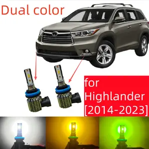 Dual color H11 H16JP Fog Light Bulbs Fits for Toyota Highlander 2014-2023 Replacement Bulbs 6500K White yellow lime