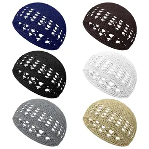 6/8PCS Kufi Hats Beanie Skull Caps - Solid Colors Stretchy Knitted Crochet Hat for Men, Women