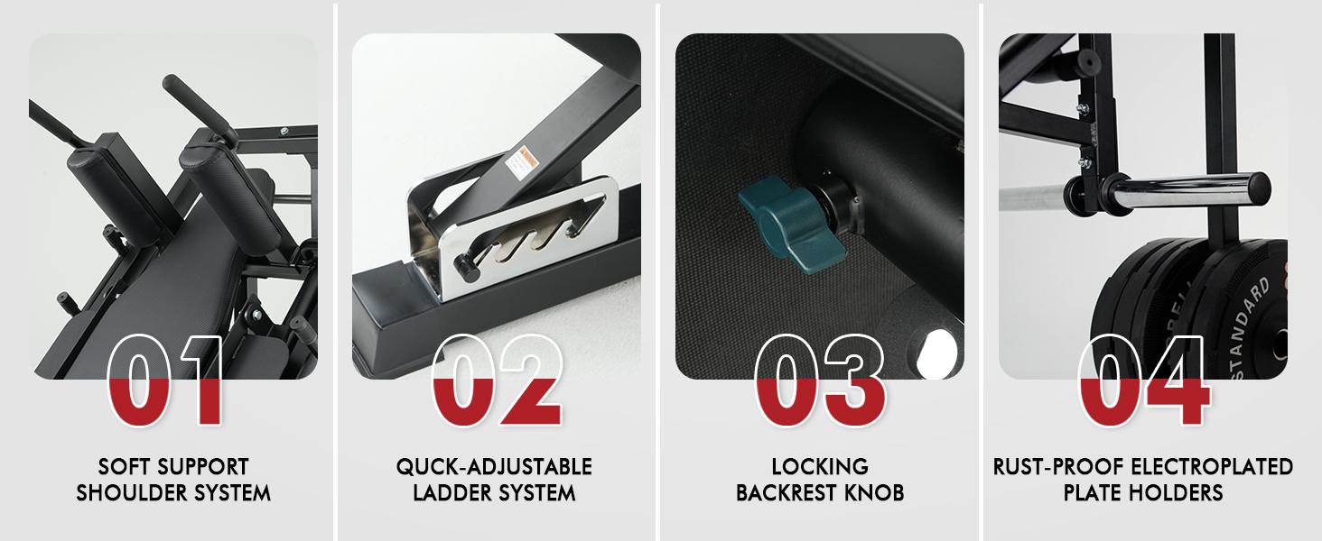 Leg Press & Hack Squat Machine Combo for Home Gym with Linear Bearings & Band Pegs Full-Range Leg Training Equipment 3-Angle Footplate 24.4"x13.8" Platform