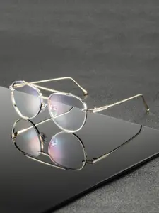 Unisex Metal Oval Frame Glasses, Casual Fashion Eyewear for Daily Wear, Simple Artistic Style, Suitable for Home & Library Use, High Quality Eyeglasses, Fashionable Frames Glasses