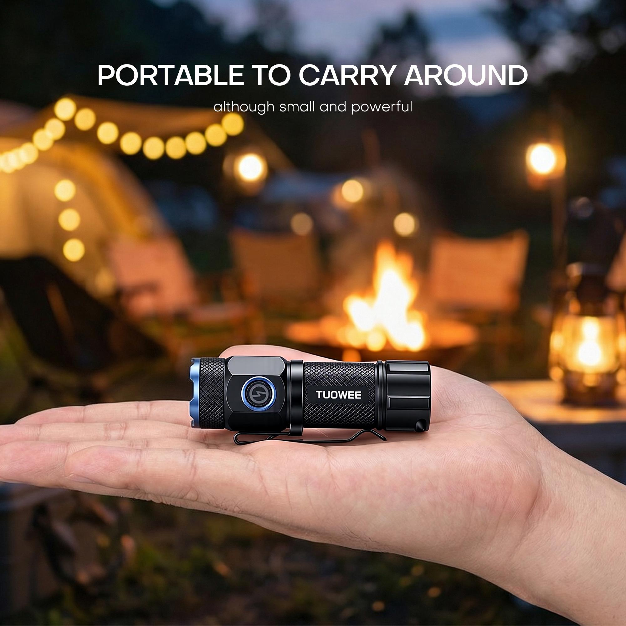 Portable Rechargeable Flashlight, 1000 Lumens Ultra Bright EDC Torch with USB-C Charging, 5 Lighting Modes, Compact Tactical Flashlight with Pocket Clip for Camping, Hiking, Emergencies, Daily Use