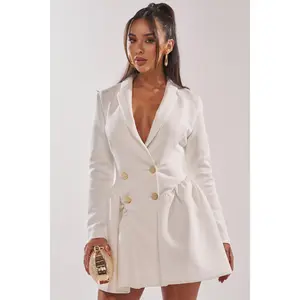 HBIC BLAZER MINI DRESS IN WHITE