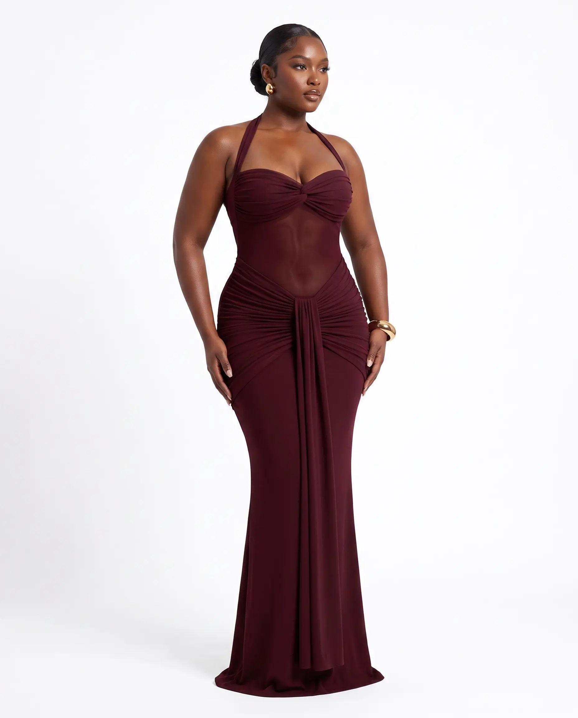Women's Formal Ruched Fitted High Slit Bodycon Maxi Dress - Spaghetti Strap, Sweetheart Neck, Sleeveless, Minimalist Formal Wear, Elegant Dresses for Women, Party Fit, Affordable Fashion Cocktail Prom Evening Gown Womenswear Workwear