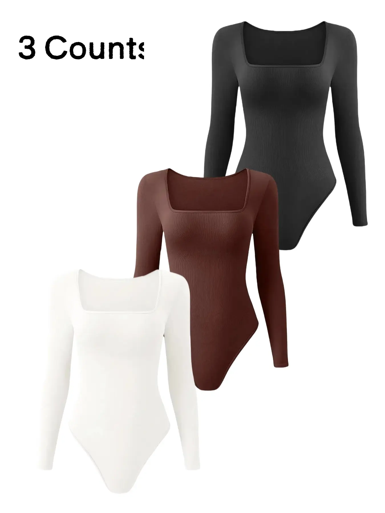 Women's Plain Basic Long Sleeve Body Hugging Breathable Crop Length Body Shapewear Faja Bodysuit, Body Shaper Shapewear, Thong Design, Square Neck Slimming Tummy Control, Ladies Underwear & Shapewear, Womenswear