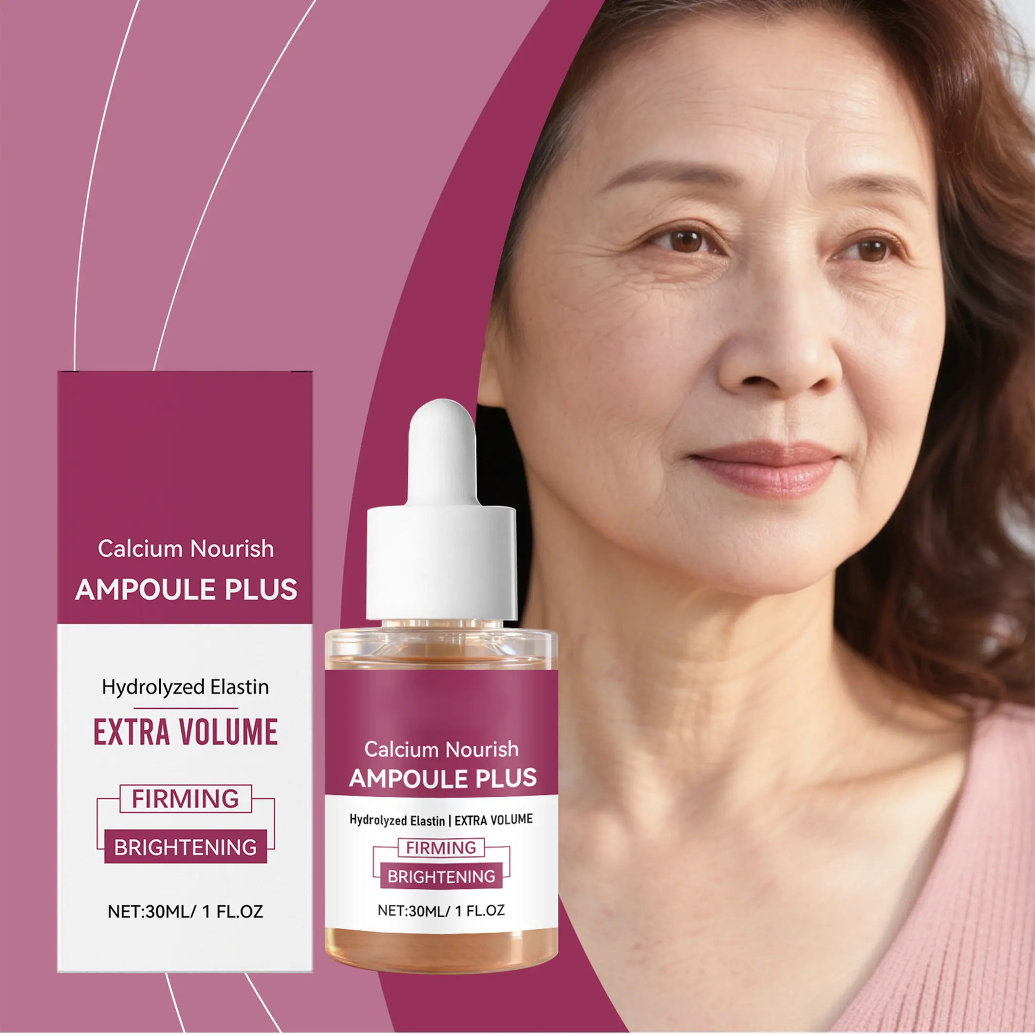 Calcium Moisturizing Ampoule for Skin Elasticity, Plumping and Firming Hydrating Serum, Boosts Skin Vitality and Radiance