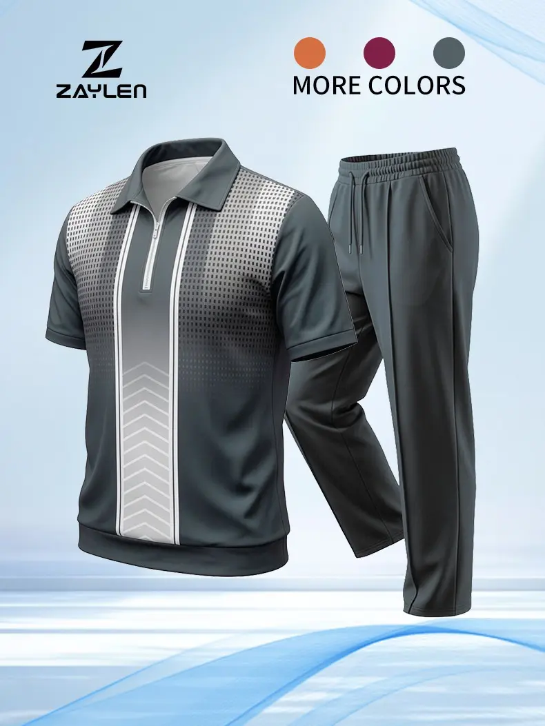 Men’s Summer Tracksuit Set – Polo Shirt & Pants, Casual Sport Outfit, Lightweight Breathable Summer Suit, Comfort Fit Two Piece, Trendy Outdoor & Gym Wear summer outfit