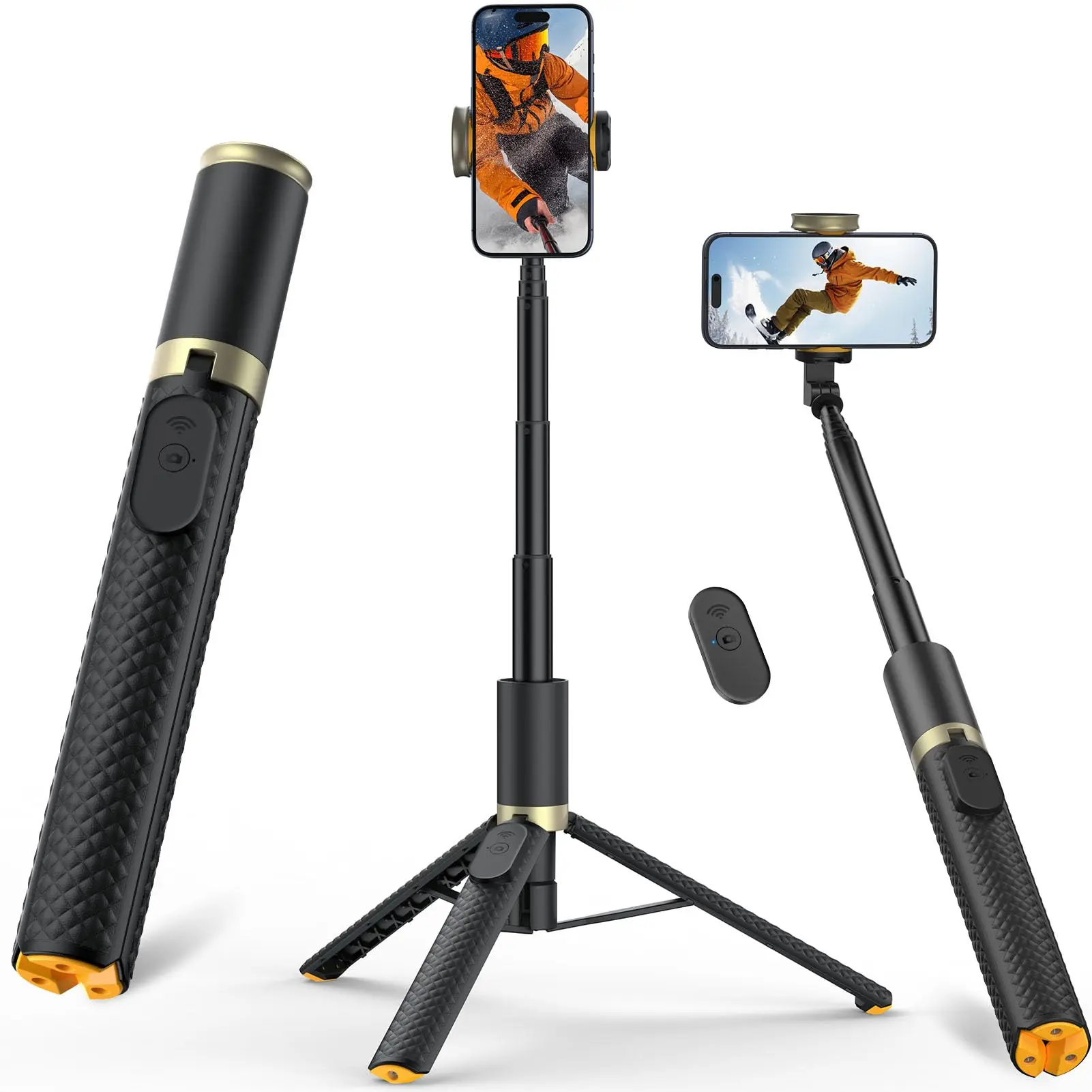 62" Selfie Stick & Phone Tripod with Remote – Lightweight, Portable Travel Tripod for iPhone & Android – Extendable Stand for Video Recording, Vlogging & Selfies