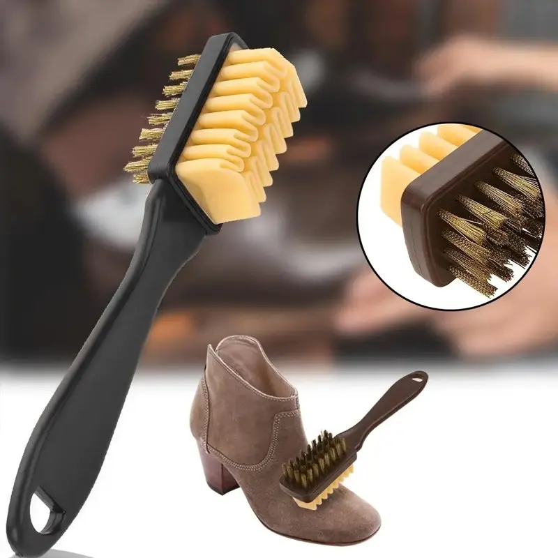 2-In-1 Suede and Nubuck Shoe Cleaning Brush, Shoe Cleaner with Rubber Eraser, Durable Plastic, Deep Handle, Suitable for Boots, Bristles