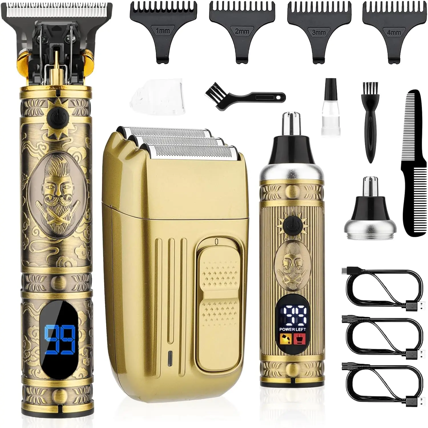 Amuliss Hair Clippers Set, Beard Trimmer Kit,Multi-Function Personal Care | Cordless T-Blade Trimmer,Nose Ear Hair Grooming Kit,Metal steel,Fast Charging,Electric Razor Shaver for Home & Barber Use,back to school,back to school haul