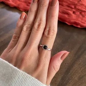 Muse black onyx fidget ring, worry ring, spinner ring, black gem