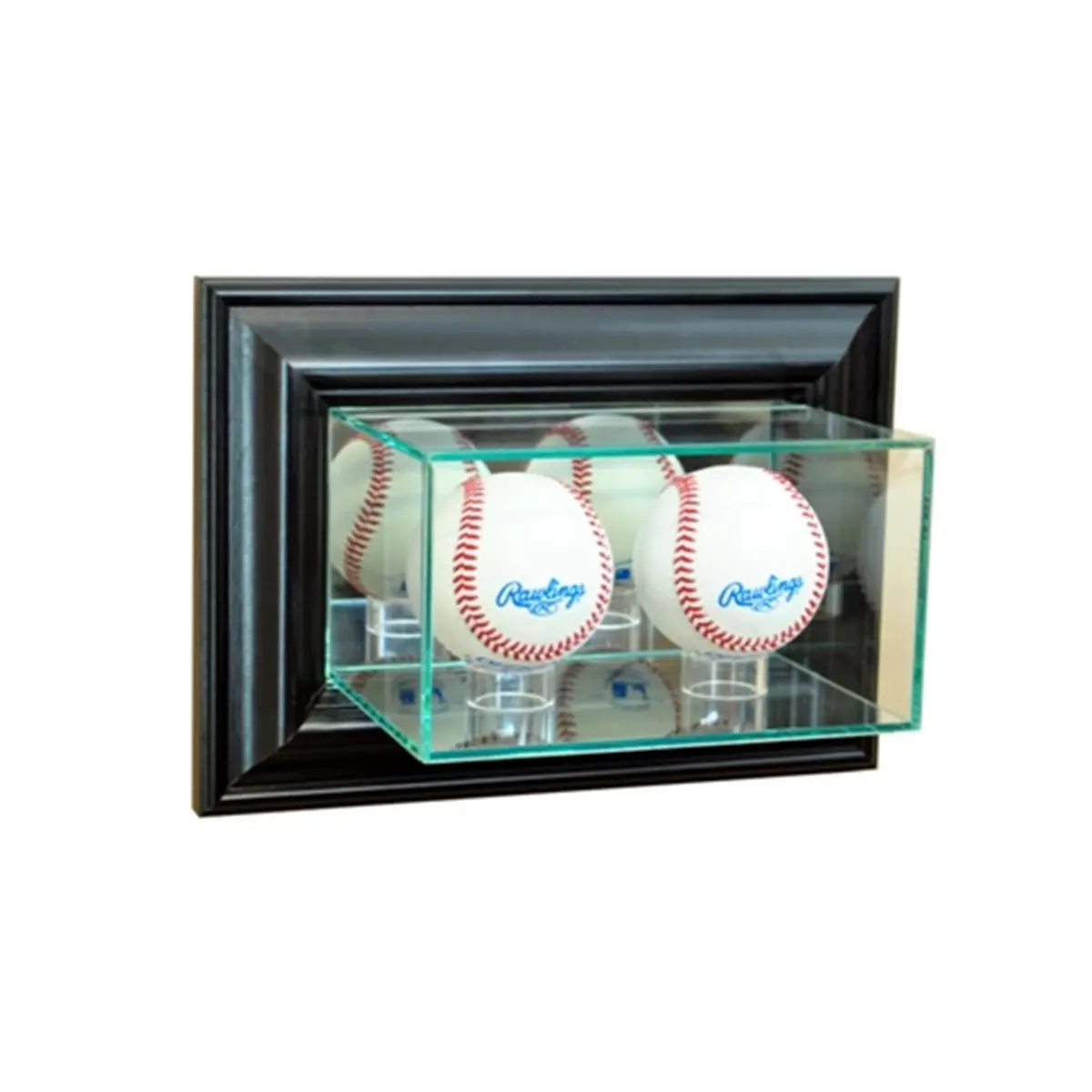 Perfect Cases  Wall Mounted Double Baseball Display Case- Black