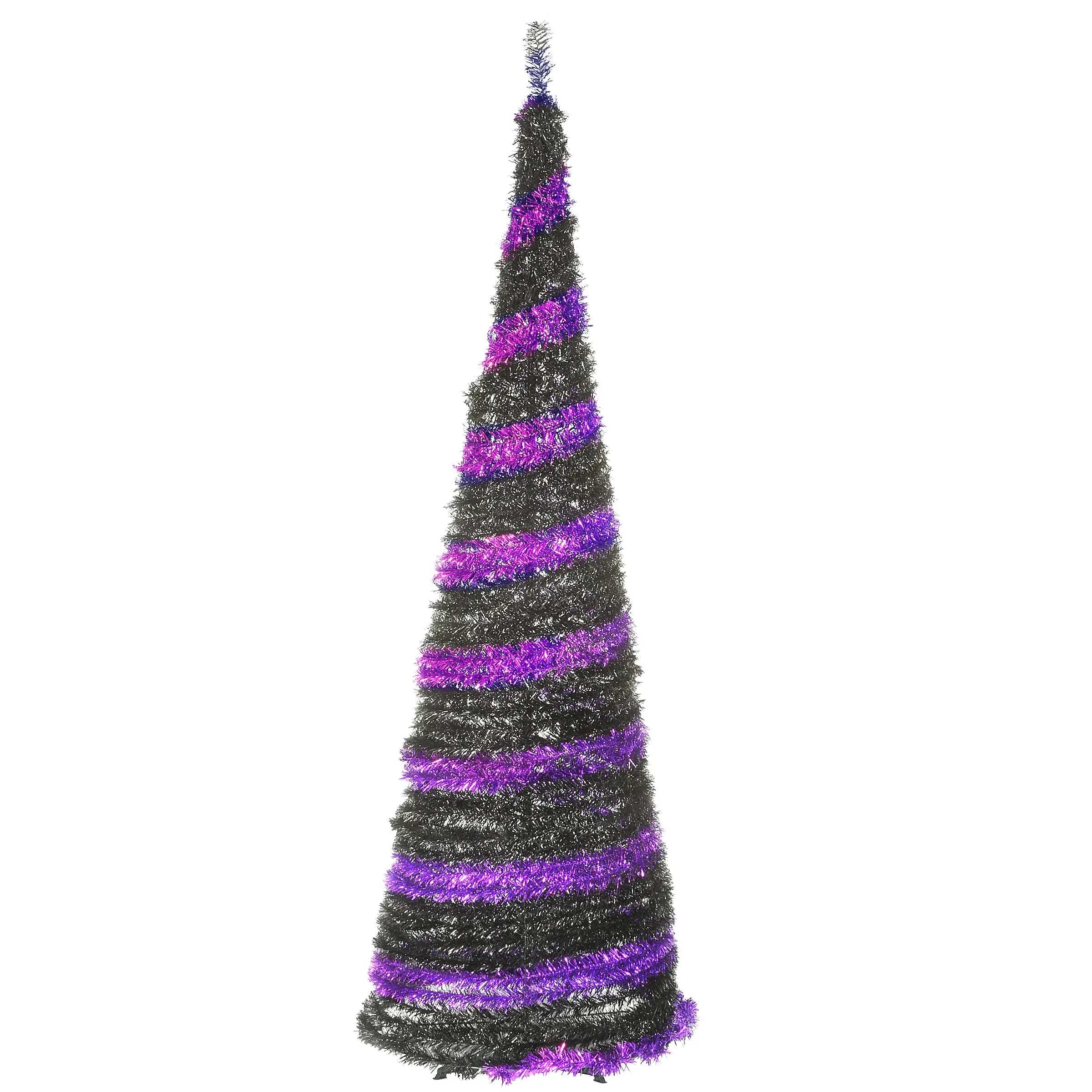 7.5 ft. Halloween Pre-Lit Black Tree with LED Lights