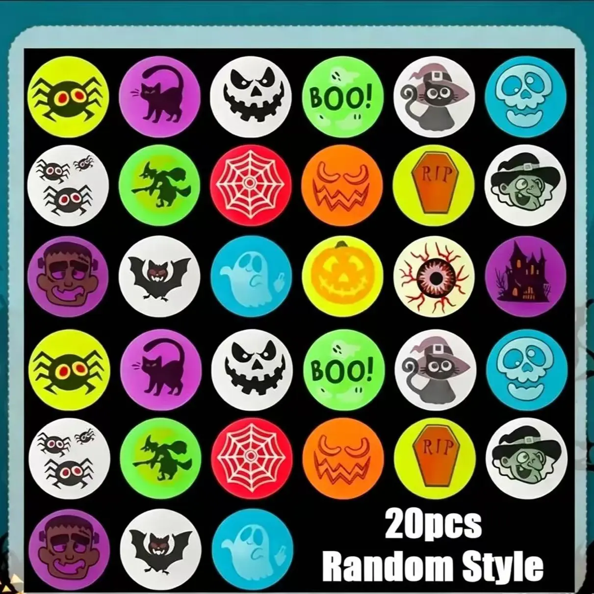 Glow-In-The-Dark Halloween Bouncing Balls, Set of 20 Pcs, Spooky Rubber Party Favors, Pumpkin Bat Skull Designs, Fun Halloween Decorations, Gag Gift