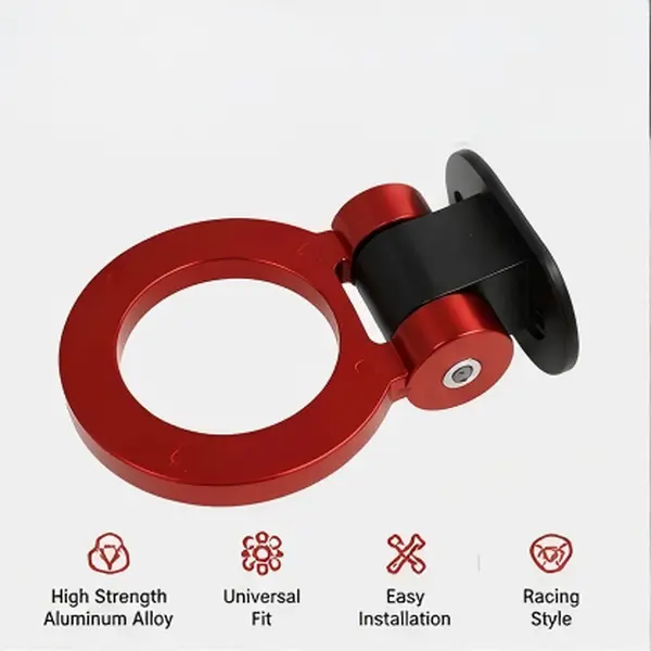 Aluminium Round Tow Hook - Lightweight, Compact Circular Design Car Fastener Clip with Mounting Hardware, Easy Installation, JDM-Inspired Look for Vehicle Project Builds