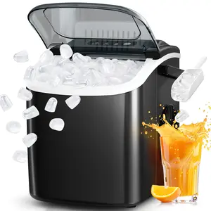 Antarctic Star Countertop Ice Maker Portable Ice Machine with Handle,26Lbs/24H, Self-Cleaning Ice Makers, 9 Ice Cubes Ready in 6 Mins for Home Kitchen Bar Party