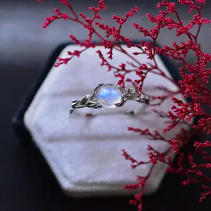 Bellawie Natural Rainbow Moonstone Floral Ring