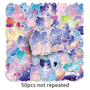 Galaxy Cats - 50pc Large No Repeat Sticker Pack Cute Kawaii Stickers for Decorative Use 50pcs not repeated Kid party favor