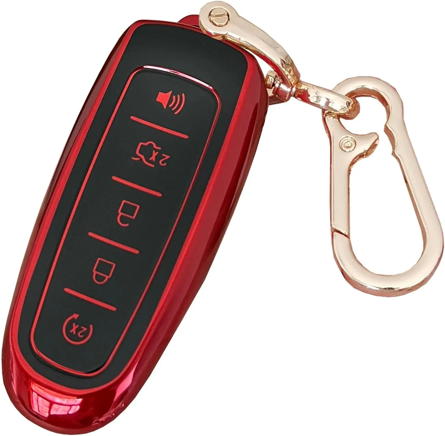 for  Key Fob Cover Keyless Remote Smart Key Fob  with Keychain Fit for  C-Max Edge Escape Expedition Explorer Flex Focus Taurus Lincoln MKS MKT MKX Navigator (Red)