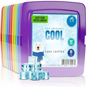 (R)  Ice Packs for Lunch Boxes  and Adults | Long-Lasting Thin Freezer Packs for Coolers, Bento Boxes, Lunch Bags, Travel, School Meals, Meal Prep (10-Pack | Square)