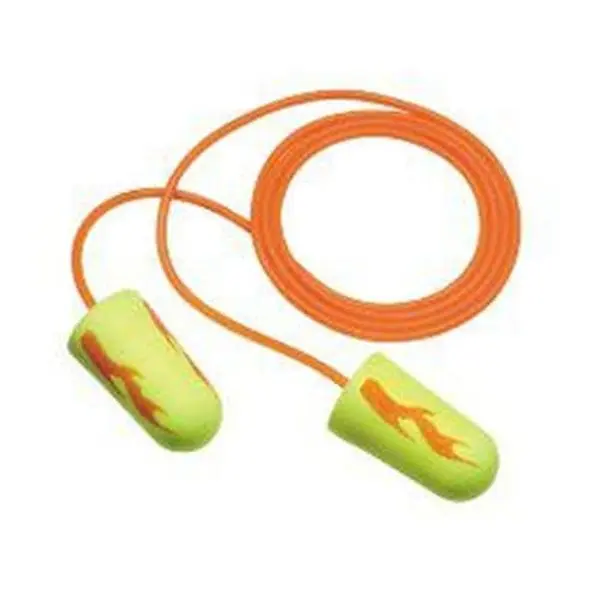 3M 311-1252 E-A-Rsoft Yellow Neon Blasts Earplugs, NRR 33dB, Corded, Poly Bag, Regular Size, Disposable, 200/box, Box Of Earsoft Ear Plugs