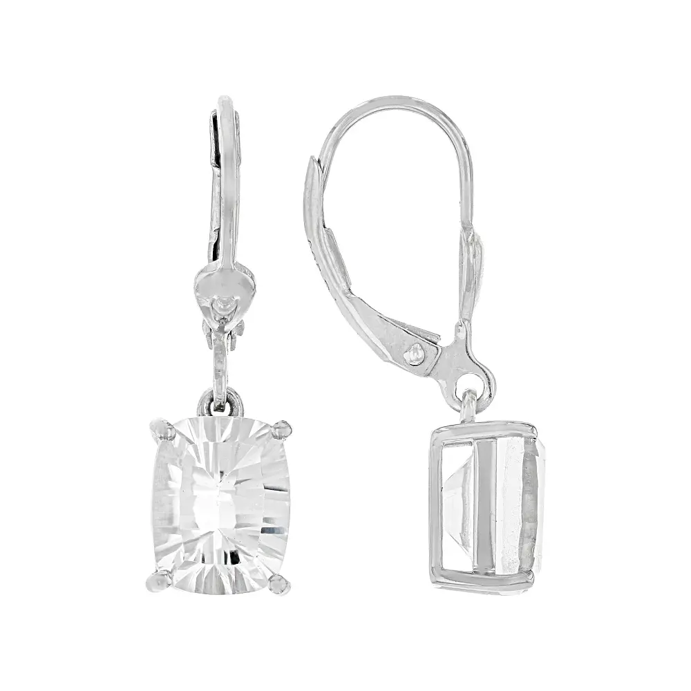 JTV White Crystal Quartz with Rhodium Over Sterling Silver Earrings 3.40ctw