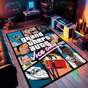 Grand Theft Auto game 19 cartoon print carpet, for use under home living room, bedroom and office chairs, a holiday gift for family and friends, a Christmas decoration carpet