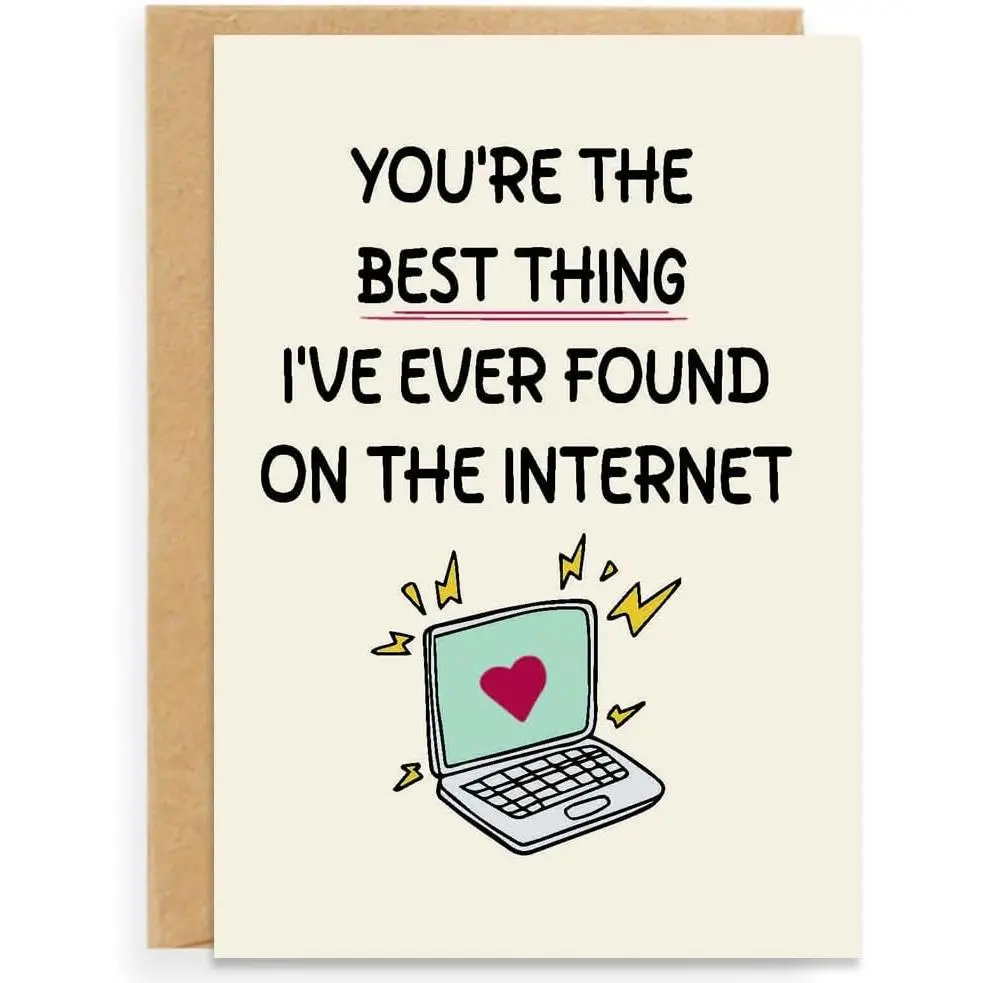 Anniversary Card for Wife/Husband - Funny Valentine's Day Gifts for Couples, 7x5 Inch Romantic Birthday Card with Yellow Envelope (Write Your Own Love Message) ( thing)