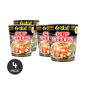 NISSIN Japanese Instant Noodles - Black Pepper Crab Flavor (4 Pack) | 74g Each | Delicious & Convenient