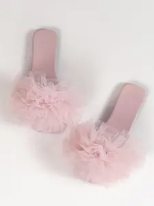 Women's Solid Color Square Toe Flat Sandals, Fashionable Pu Leather Slip on Pink Sandals for Summer, Lightweight Breathable Comfortable Shoes for Daily Wear, Girl