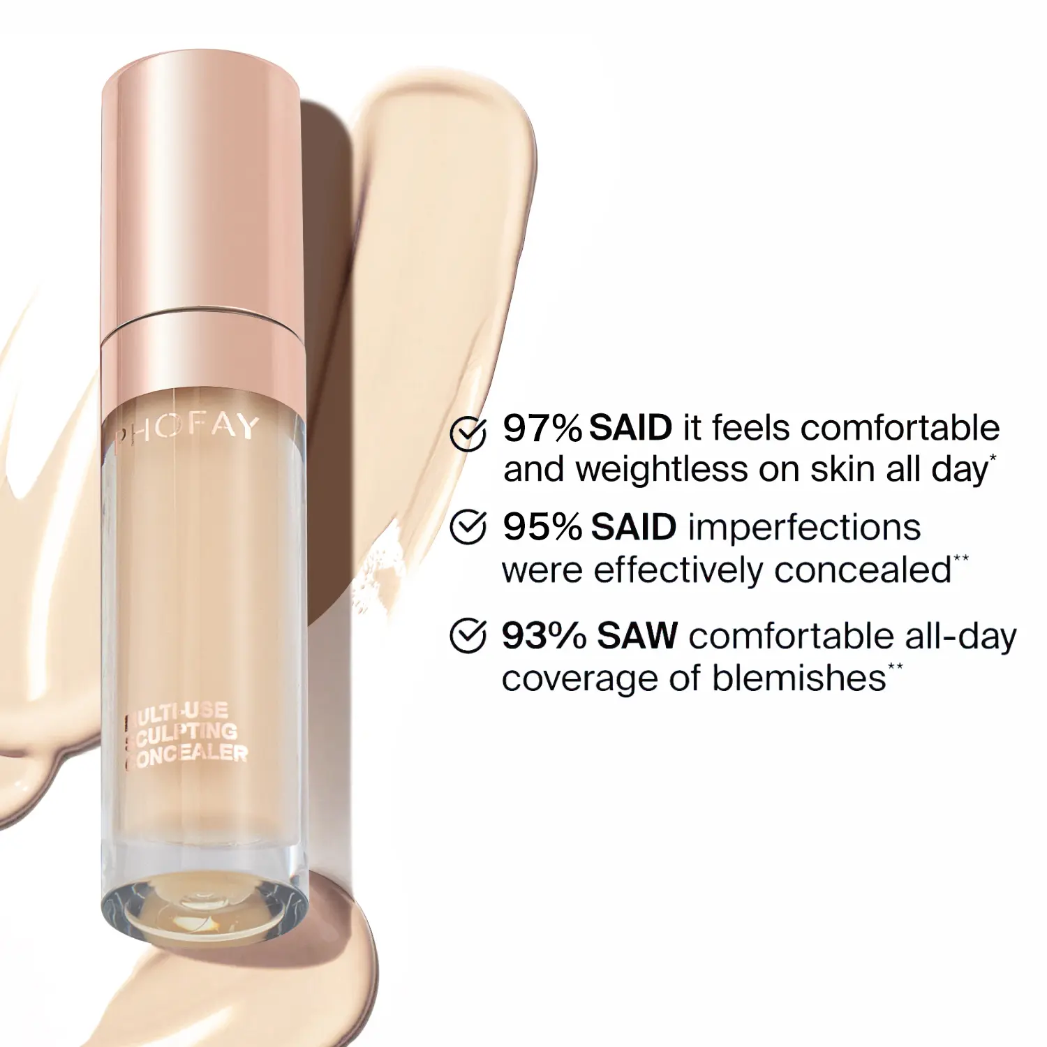 PHOFAY 9.5ml Full Coverage Liquid Concealer Cosmetic Bottle - Lightweight Veil, Breathable, Smudgeproof, Transfer-Proof, Long-Lasting, Foundation-Compatible for Adults (Full-Coverage Veil for Tired Eyes, Full Face Refresh)