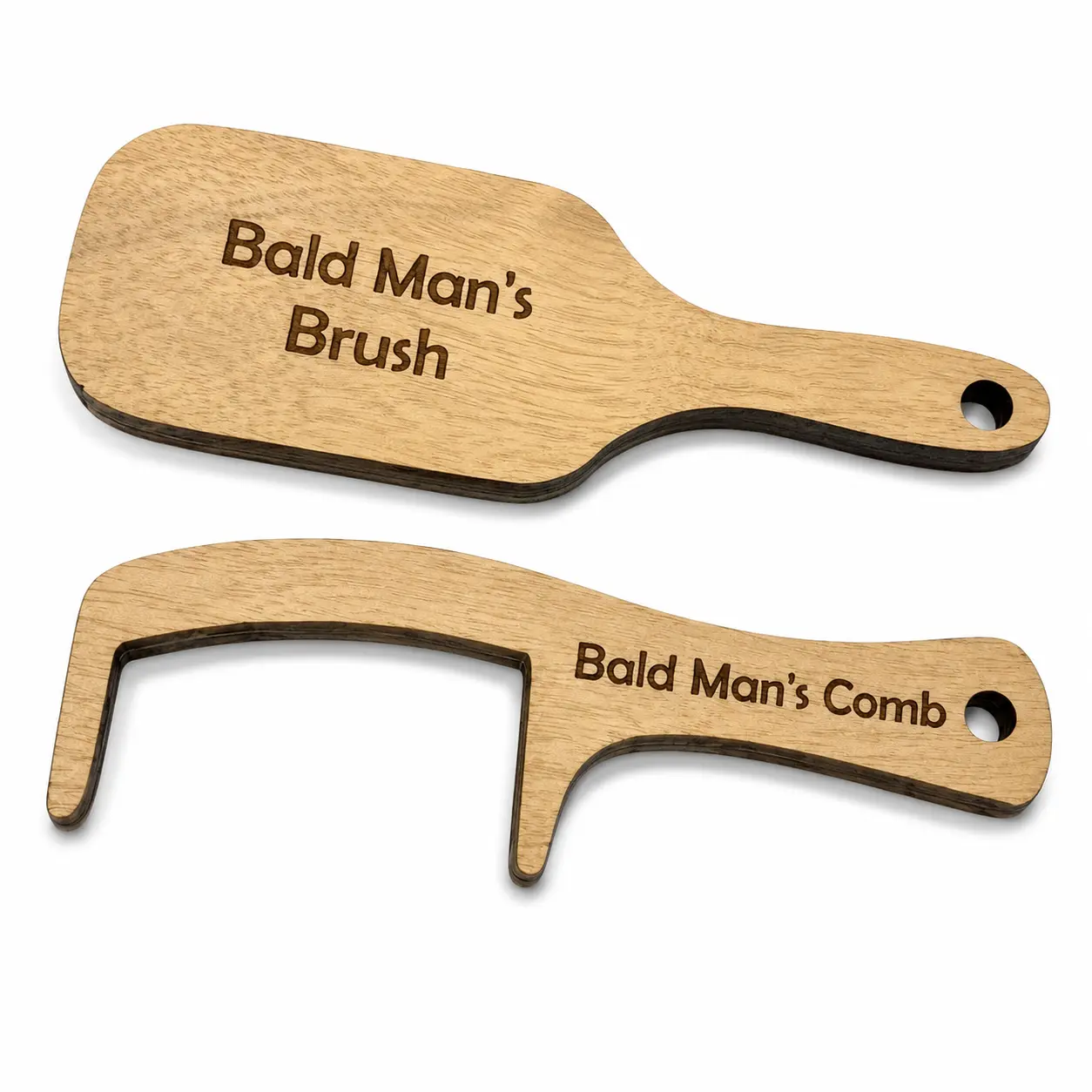 Bald Man’s 2-Piece Compact Engraved Brush & Comb Set, Funny Gifts Accessories, Oddities Gifts for Adults – Festive Home & Party Supply for Birthdays, Christmas, Two Piece Set, Engraved Text
