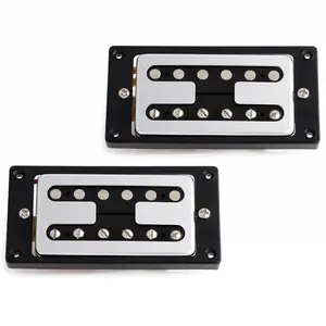 OLETONE Neck and Bridge Humbucker Electric Guitar Pickup Set with Ceramic Magnet, Height Adjusting Screws, Compatible with Les Paul Guitars (Chrome Finish)