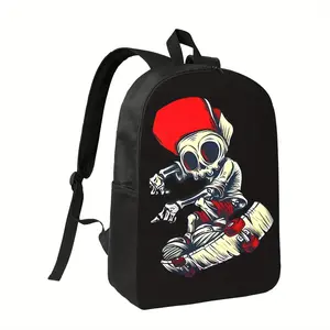 Best Trendy A Boys Skateboarding Skeleton Graphic 1 1 4xx backpack for school Fashionable Polyester Printed Backpack Simple and Elegant, for Teenager Boys Girls Birthday Gifs for School Supplies