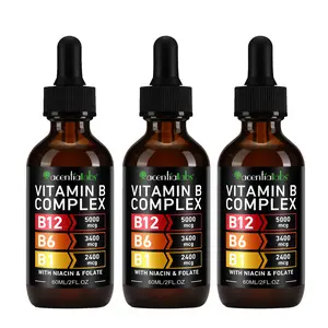 [3-Pack]  Vitamin B12 and B6 Drops, Sublingual Vitamin B12 Complex - Vitamin B12 5000mcg - Vitamin B12 Methylcobalamin, supports energy, brain, and heart health, raspberry flavor, suitable for both men and women, Made in the USA, 6 fl oz. Supplement