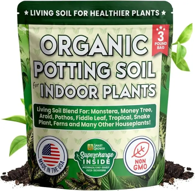 Organic Potting Soil for Indoor Plants - 3 LB Ready to Plant for Monstera, Fiddle Leaf, Money Tree, Pothos, Snake Plant, Aroids, Flowers & More
