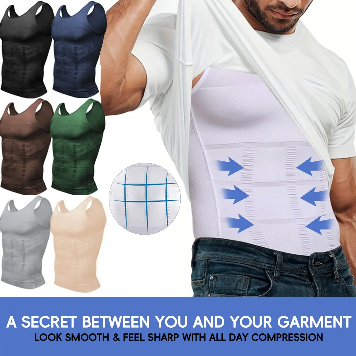 Men's Compression Shaper Vest Shapewear Tank Tops (1/2/3/4/5-Pack, 4-Pack Value Set) - Menswear, Cool Breathable High Stretch Lightweight Elastic Fabric, Sleeveless Mesh, Tummy Control, Athletic Activewear for Daily Casual & Workout Under Shirts,sohochic