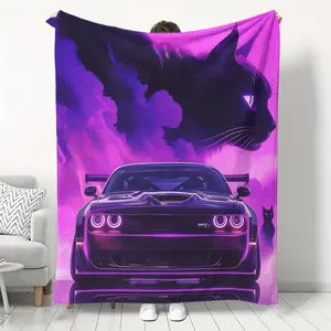 Hellcat Pattern Flannel Blanket, Soft Warm Throw for Home Outdoor Camping Sofa Chair Bedroom Decor, Perfect Gift for Family Friends, Cozy Throw Blanket