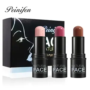 Peinifen 3pcs Cream Contour Set Contour Stick Blush Stick Highlight Stick Oil-Free Waterproof Long-Lasting All Light Brown Shades Perfect Look Christmas Gift