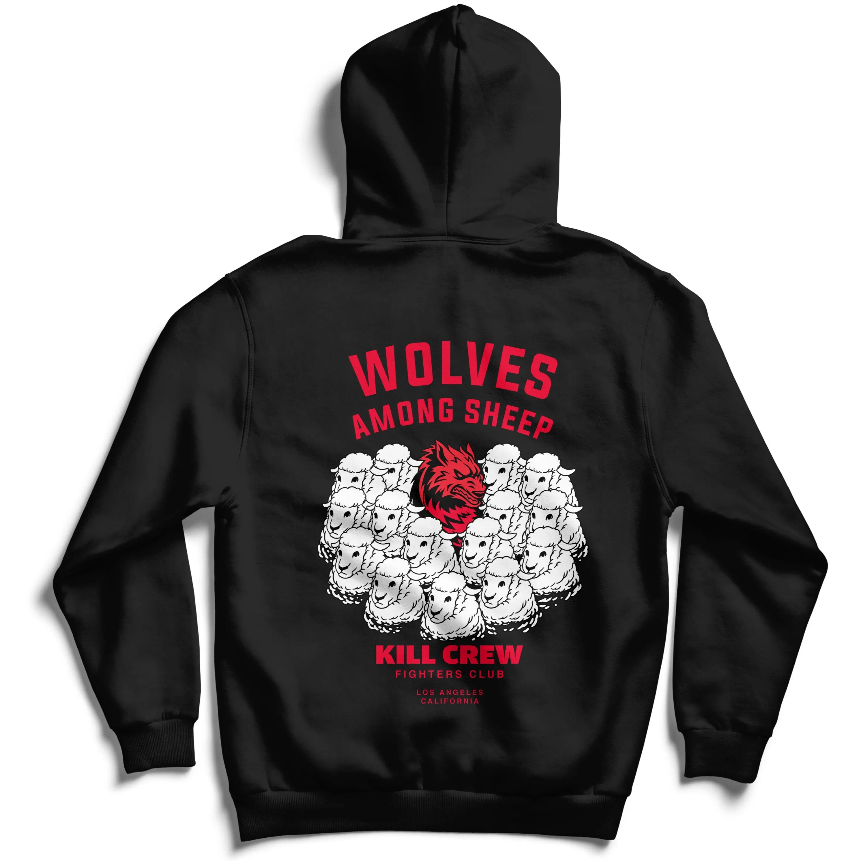 Kill Crew Wolf Hoodie - Men's Casual Pullover Tops, Cotton-Polyester Fabric, Soft Fitted Long Sleeves, Stylish Design, Style, Sweatshirts