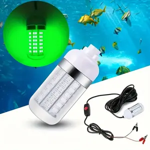 12V LED fishing light, Underwater 108 LEDs Fish Finder Lamp, Submersible Night Fishing Lure Bait Finder Attracts Crappie/Prawns/Squid/Krill, IP68 with 5M Power Cord and Battery Clip