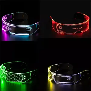 Hot Sell LED Visor Glasses Futuristic Glasses Light up Honeycomb Luminous Glasses for Adults