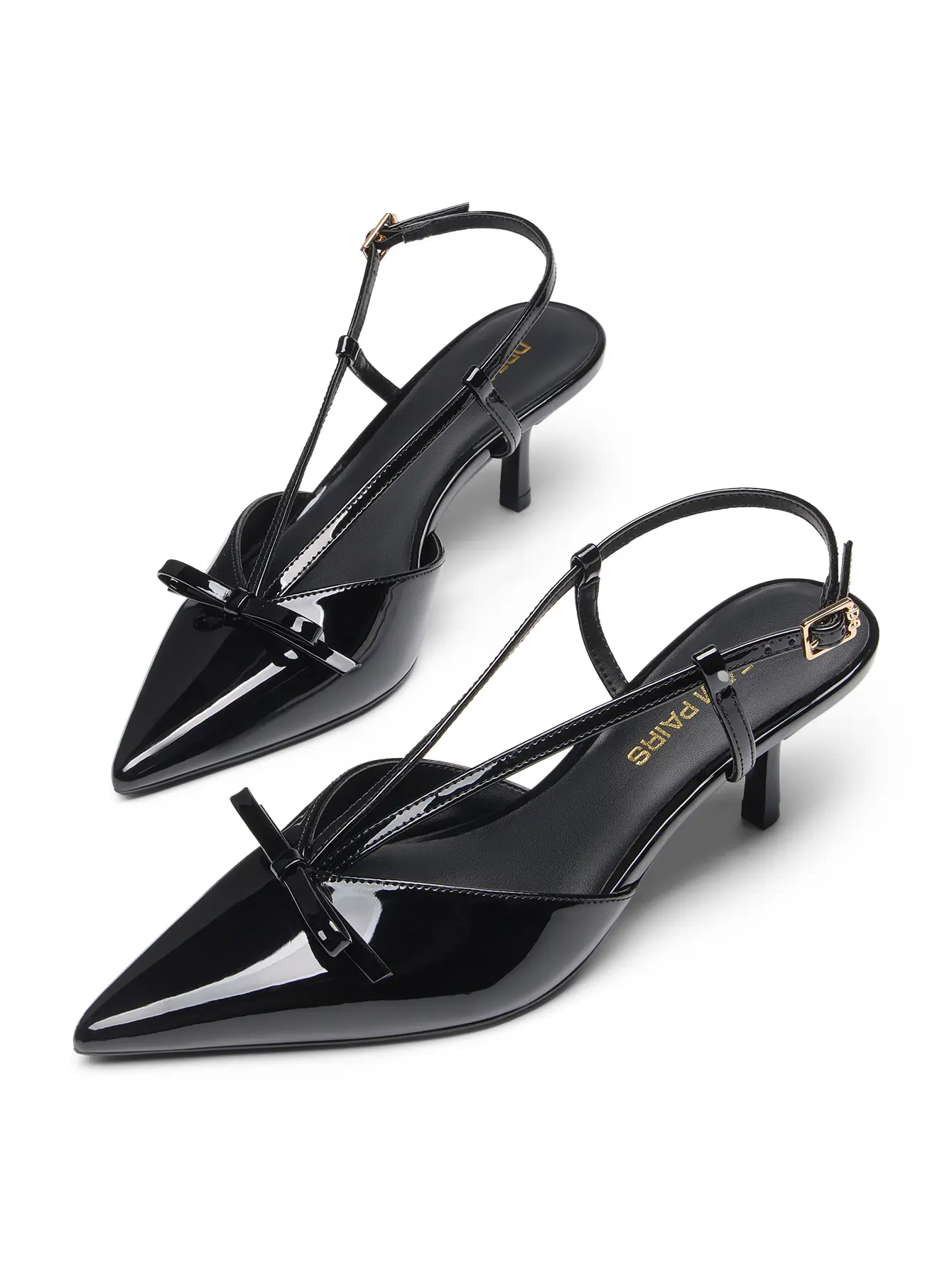Dream Pairs Women's Kitten Heel Slingback Pumps 2.52 Inch Low Heel Pointed Toe Bow Accent Cushioned Insole Comfortable Dress Work Wedding Shoes, Heels For Women