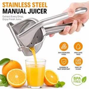 Heavy Duty Stainless Steel Citrus Juicer – Manual Lemon & Orange Squeezer with Ergonomic Grip, Max Juice Extraction Hand Press for Lemon, Lime & Grapefruit, Easy Clean Kitchen Tool