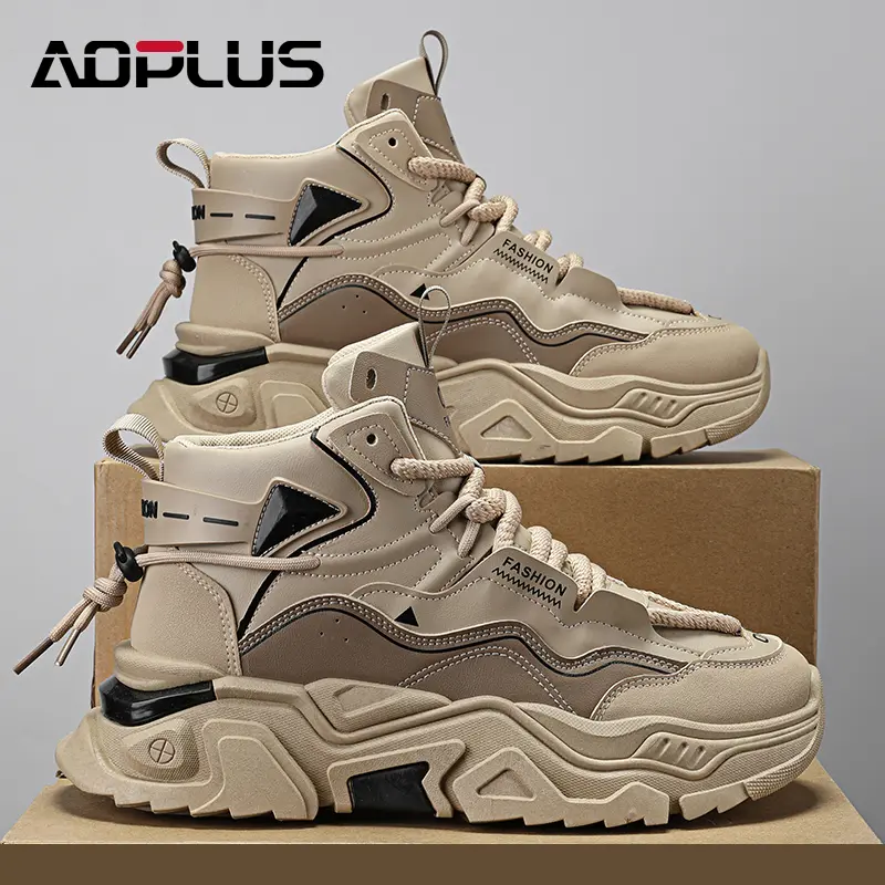 AOPLUS Men's fashionable multi-color lace-up sports shoes, with a casual style, breathable and comfortable, anti-slip outdoor running shoes, suitable for daily wear. Closed shoes with round toe design, suitable for both men and women to wear.