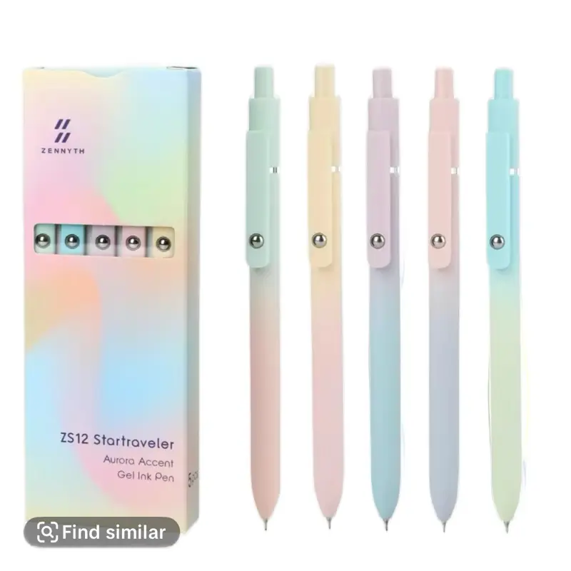 Zennyth Ddaowanx Gel Pens ZS12 Startraveler Aurora Accent 6 Pcs 0.5mm Quick Dry Black Ink Fine Point Smooth Writing Pens for Office School Supplies Gifts for Women